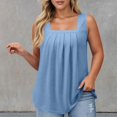 thumbnail image 3 of Women's Casual Square Neck Tank Top Pure Color Ruffle Detail Blouse for Spring Summer Daily Wear with Jeans Workout Set Fitted T Shirt Atmosphere Top Cleavage Cover plus Size Camisole Petite 3, 3 of 6