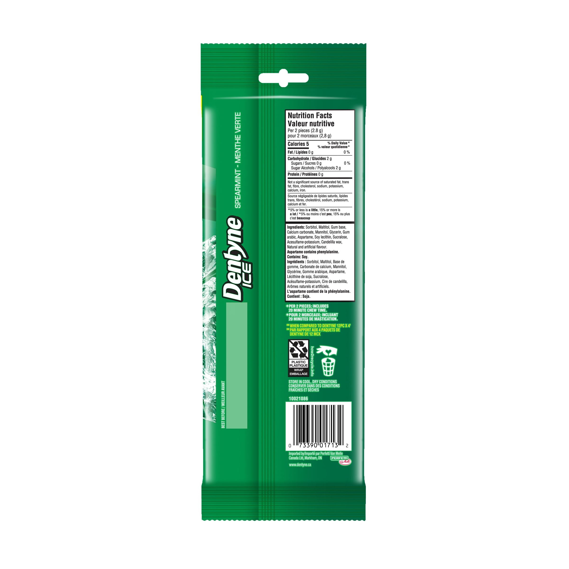 Dentyne Ice, Gomme sans sucre Intense, paquet de 4 (64 pièces)