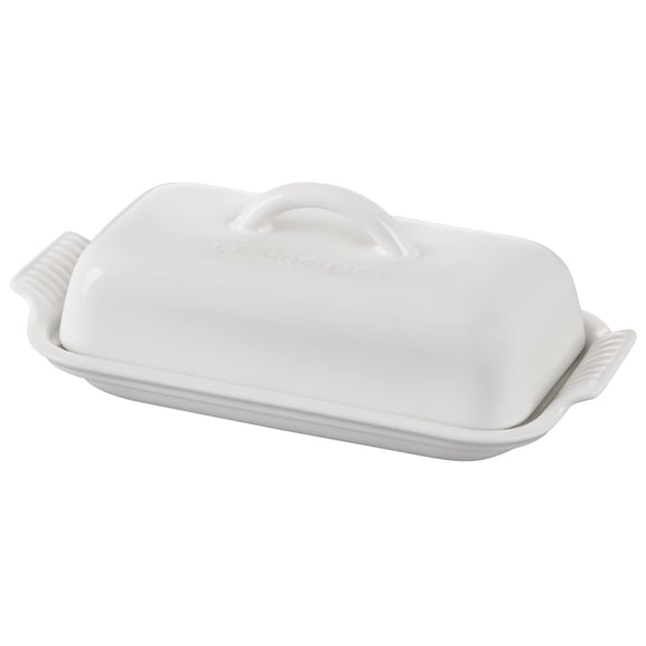 Le Creuset Plat à Beurre Patrimonial en Grès, Blanc