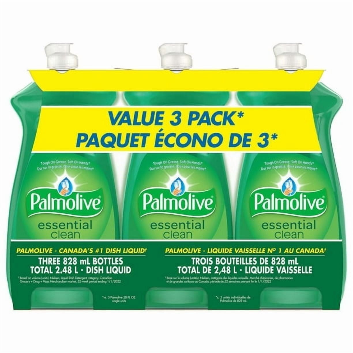 Palmolive Essential Clean Liquid Dish Soap, Original Scent, 828mL (3pack)