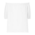 thumbnail image 3 of Women's Off Shoulder Top Ruffle Short Sleeve Cotton Linen Blouse Summer Casual Loose Shirts, 3 of 5