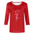 thumbnail image 5 of Jsaierl Chemises Foi de Jésus pour Femmes Croix Chrétienne Graphique Manches 3/4 Hauts Décontractés Col Rond Blouses Tuniques Classiques Tendance, 5 of 5