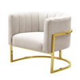 thumbnail image 2 of TOV Furniture The Magnolia Collection Fauteuil d'Appoint Moderne pour Salon, Crème Texturée et Or, 2 of 5