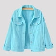 thumbnail image 2 of jsaierl Women Spring And Autumn Coats Warm Solid Long Sleeve Denim Jacket Outerwear, 2 of 5