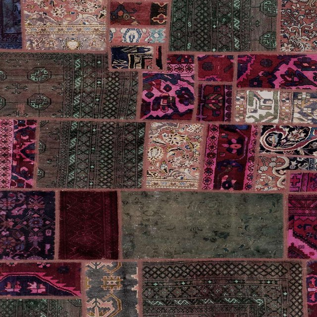 Ahgly Company Tapis d'Intérieur Carrés Abstraits Rouge Écarlate Foncé Patchwork, 3 Pieds Carré