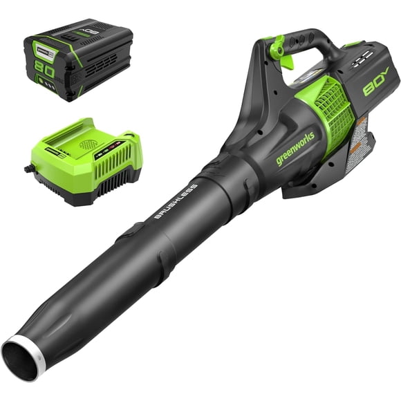 Greenworks 80V (145 MPH / 580 CFM / 75+ Compatible Tools) Cordless Brushless Axial Leaf Blower, 2.5Ah Battery and Charger Included