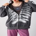 thumbnail image 4 of Skeleton Print Sweatshirts for Women with Long Sleeves and Zip Up, 4 of 9