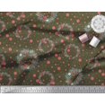 thumbnail image 3 of Soimoi Green Poly Georgette Fabric Wreath & Dots Print Sewing Fabric Yard 52 Inch Wide, 3 of 5