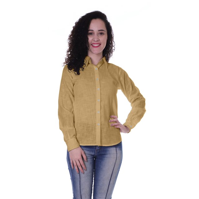 Moomaya Full Sleeve Cotton Collar Shirts For Womens Formal Plain Workwear