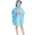 thumbnail image 1 of MIASHUI Kids Rain Poncho Reusable Toddler Raincoat Waterproof Rain Jacket,Light Blue,6-8 Years, 1 of 4