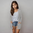 thumbnail image 2 of Cardigan Décontracté pour Adolescentes Gris Taille 13-14T, 2 of 6
