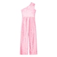 thumbnail image 4 of RUNQHUI Combinaison de Fête Sans Manches à une Épaule Pailletée pour Filles Rose 14, 4 of 5