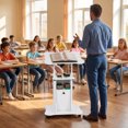 thumbnail image 4 of Costway 2 PCS Mobile Podium Stand Office Laptop Cart with Storage Adjustable Height White, 4 of 10