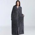 thumbnail image 1 of Ladies Zip Fleece Waffle Long Dressing Gown Fluffy Towelling Bathrobe Sleepwear, 1 of 5