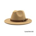 thumbnail image 4 of Transemion Fedoras Hat Decorative Cap Comfortable Solid Color Winter Headwear Caps Light Tan 58-61cm, 4 of 6
