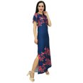 thumbnail image 4 of Bimba Robe Longue en Georgette Bleu Marine à Manches à Imprimé Floral pour Femme-12, 4 of 8