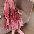 thumbnail image 4 of Yuyuzo Robe en Velours pour Petites Filles pour Enfants Princesse Robes Vintage Robe à Volants Robe de Fête Tenue Décontractée de Printemps, 4 of 6