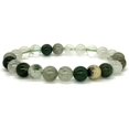 thumbnail image 1 of Bracelet Extensible Unisexe en Perles Rondes de 8 mm en Quartz Rutilé Vert Naturel 7 Pouces, 1 of 3