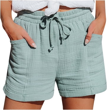 Cameland Women Summer Drawstring Elastic Waist Casual Solid Shorts Short Pants