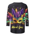 thumbnail image 4 of Penkiiy 2024 Blouse Mardi Gras Tops pour Femmes T-Shirt Quotidien Manches 3/4 Blouse Imprimé Masque Haut Carnaval Col Rond Chemise Décontractée m Multicolore, 4 of 5