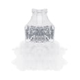 thumbnail image 4 of Linjinx Robe Tutu de Danse Ballet à Sequins Brillants pour Filles, Costume de Performance Jazz Latin Moderne Blanc 14, 4 of 7