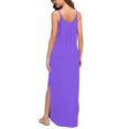 thumbnail image 4 of Robes d'Été pour Femmes 2023 Maxi Mode Femmes Décontractées à Col en V Unies Robes d'Été Sans Manches Robe Chandail Robes de Soirée pour Femmes Élégantes et Chic en Liquidation, 4 of 6