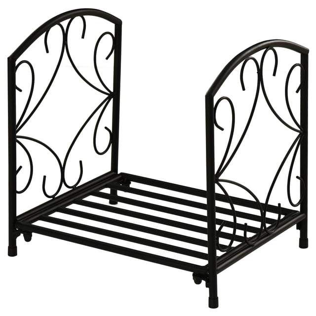 CoSoTower 16" Heavy Duty Metal Fireplace Log Holder, Firewood Rack Outdoor for Fireplace Storage, Black