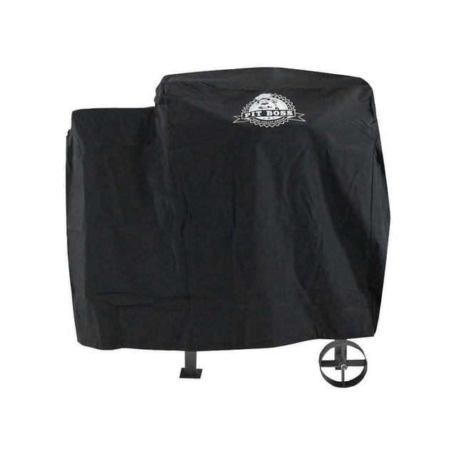 Pit Boss PB700FB Pellet Grill Cover in black PVC-backed polyester, custom fit for the Pit Boss 700FB grill, featuring a white Pit Boss logo and an adjustable drawstring to secure the cover, protecting the grill from weather and dust.