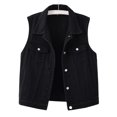 thumbnail image 2 of Gilet Sans Manches à Boutons devant pour Femmes, Col Rabattu, Coupe Ajustée, Gilet Décontracté en Polyester, Noir, Longueur Régulière, pour le Travail Ou les Fêtes, 2 of 9