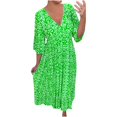 thumbnail image 1 of JIRNDf Robes Maxi d'Été pour Femmes Tendance à Imprimé Floral, par-Dessus, Col en V, Sans Manches, Robes d'Été pour Femmes, Robe Bohème Verte m, 1 of 8