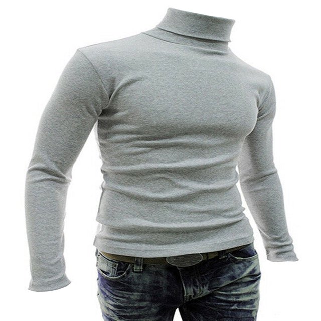 Pull d'Hiver Chaud en Coton Col Montant pour Hommes