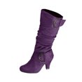 thumbnail image 1 of B91xZ Riding Boots Women Fur-lined Low Hidden Wedge Boots,Purple 8, 1 of 4