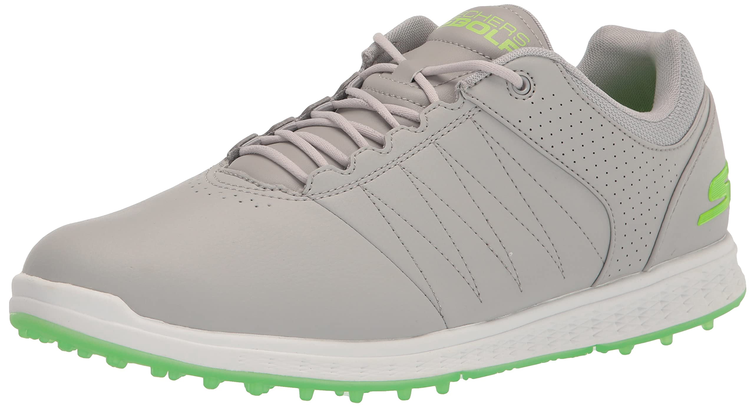 Skechers Men's Pivot Spikeless Golf Shoe, Gray/Lime, 9.5 Wide