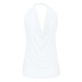 thumbnail image 5 of Liquidation d'Économies! Hauts pour Femmes Grande Taille, Blouse d'Été à Manches Courtes pour Femmes, Haut d'Été Uni Décontracté Sans Manches à Encolure Nouée pour Femme, 5 of 5
