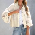 thumbnail image 2 of CEHVOM Mode Femmes Décontracté Col Rabattu Manches Longues Ample Sans Capuche Manteau T-Shirt Blouse Hauts Liquidation, 2 of 8