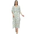 thumbnail image 3 of Bimba Printed Caftan Long White Maxi Boho Kaftan Cover Up Drawstring Waist-14, 3 of 6
