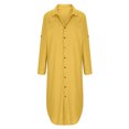thumbnail image 4 of Sentmoon Women Maxi Dress Collar Long Sleeve Sundresses for Women Solid Color Loose Fit Button Summer Plus Size Linen Maxi Dress Active Beach Day Essentials for Beach and Lounging, 4 of 6