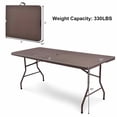 thumbnail image 4 of Costway Table Pliante de 6 Pieds en Rotin Portable Intérieur Extérieur Pique-Nique Fête Salle à Manger Camping, 4 of 9