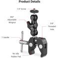 thumbnail image 2 of SMALLRIG Multi-Functional Ballhead Clamp Double Ball Adapter with Bottom Clamp - 2164, 2 of 6