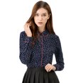 thumbnail image 2 of INSPIRE CHIC Women's Printed Long Sleeve Piped Button Down Shirt, 2 of 6