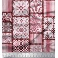 thumbnail image 1 of Soimoi Velvet Fabric Paisley,Mandala & Quatrefoil Patchwork Print Sewing Fabric Yard 58 Inch Wide, 1 of 3