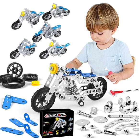 RXIRUCGD Toys 5 In 1 Building Car Metal Model Kits STEM Building Toys Model Car Kits For Boys 8-12 Motorcycle Metal Building Blocks For Kids Boys 8 9 10 11 12-16 Years Old