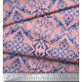 thumbnail image 3 of Soimoi Pink Cotton Duck Fabric Vector Design Damask Printed Fabric 1 Yard 58 Inch Wide, 3 of 3