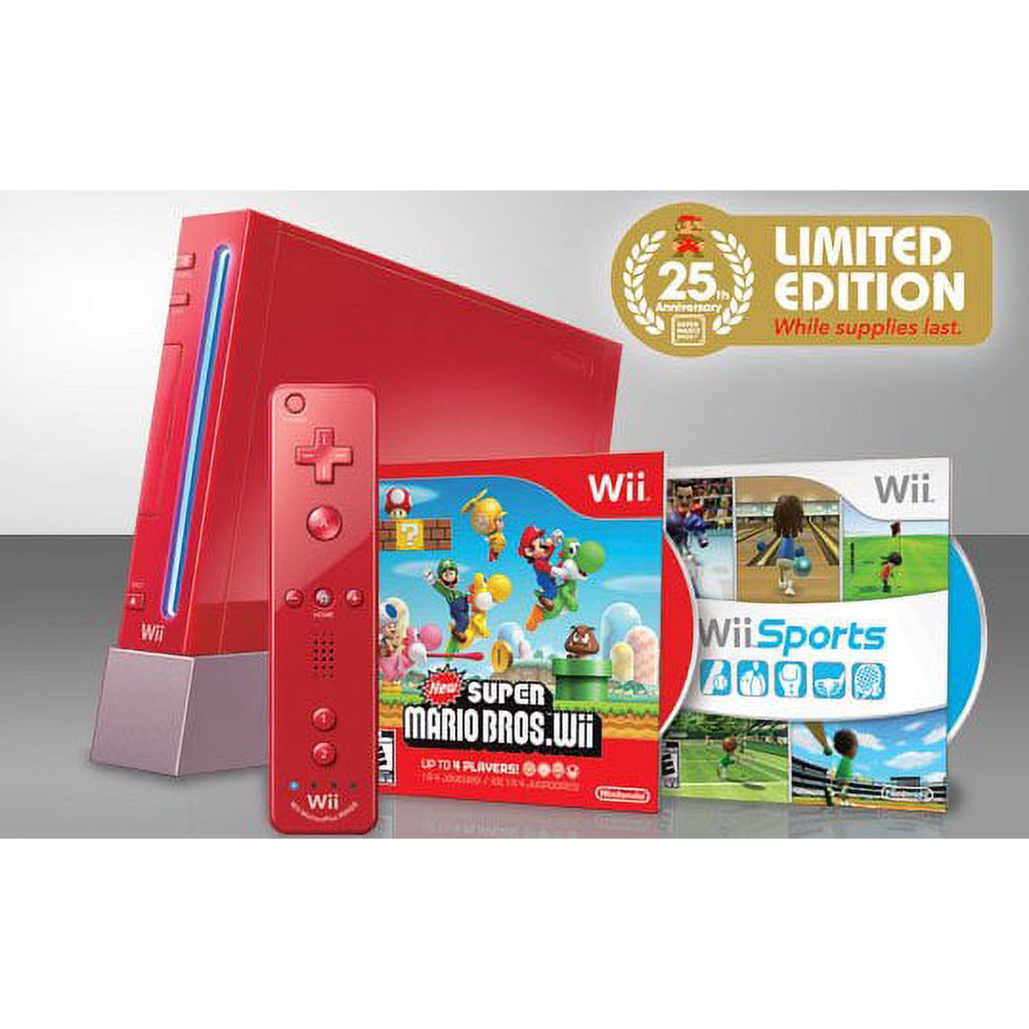 Nintendo Wii 25 Anniversary Edition Red Console with New Super