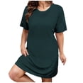 thumbnail image 2 of UPPADA Robe T-Shirt Décontractée d'Été pour Femme Grande Taille Sans Manches Évasée avec Poches Col Ras du Cou Plissée Robe Débardeur Coupe Ample Boho Plage Robes d'Été Vert Armée, TG, 2 of 5