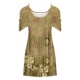 thumbnail image 4 of Jusqu'à 65 % de Rabais! Robes d'Été Mode pour Femmes 2024 Grande Taille Imprimé Manches Courtes Épaules Dénudées Col Rond Robe, 4 of 5