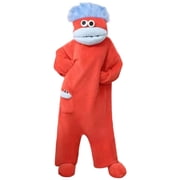 Faraee Big Mouth Monster Pajamas for Women Men Funny Onesie Plush Hooded Fleece Coral Soft Cozy Full Body Couple Sleepwear Red S