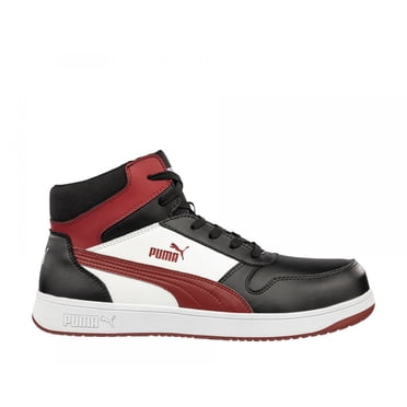 PUMA Safety Men's Frontcourt Mid Composite Toe Waterproof Work Boot Black/White/Red - 630055
