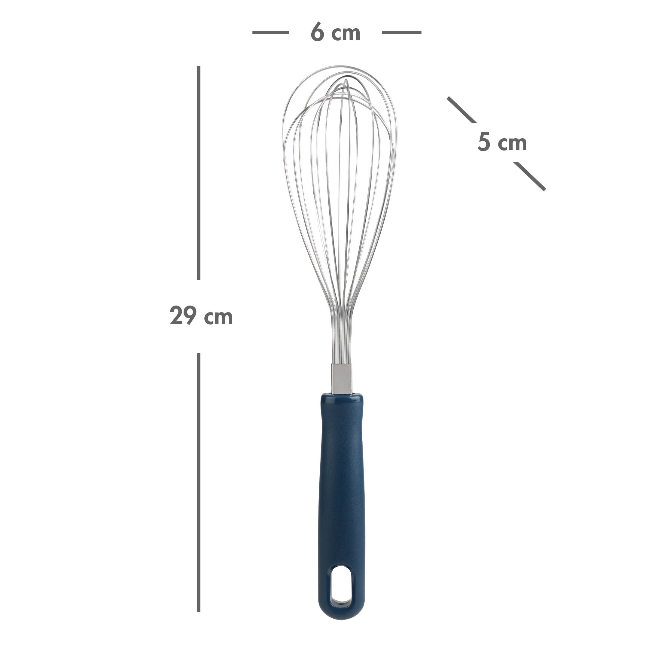 Fouet ballon Mainstays en acier inoxydable 29 cm, 14 fils, Ustensile de cuisine, Marine