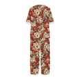 thumbnail image 4 of Birdeem Ensemble Deux Pièces pour Femmes d'Été Imprimé, Haut Court à Manches Mi-Longues à Col Rond + Pantalon Décontracté, Ensemble de Détente, 4 of 5